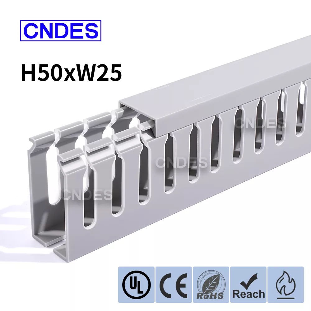 50×25mm స్లాట్డ్ PVC ఎలక్ట్రికల్ క్యాబినెట్ డక్ట్