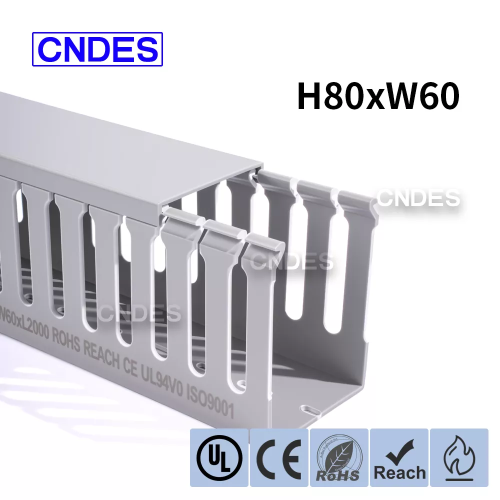 80×60 లిస్టెడ్ స్లాట్డ్ PVC వైరింగ్ డక్ట్