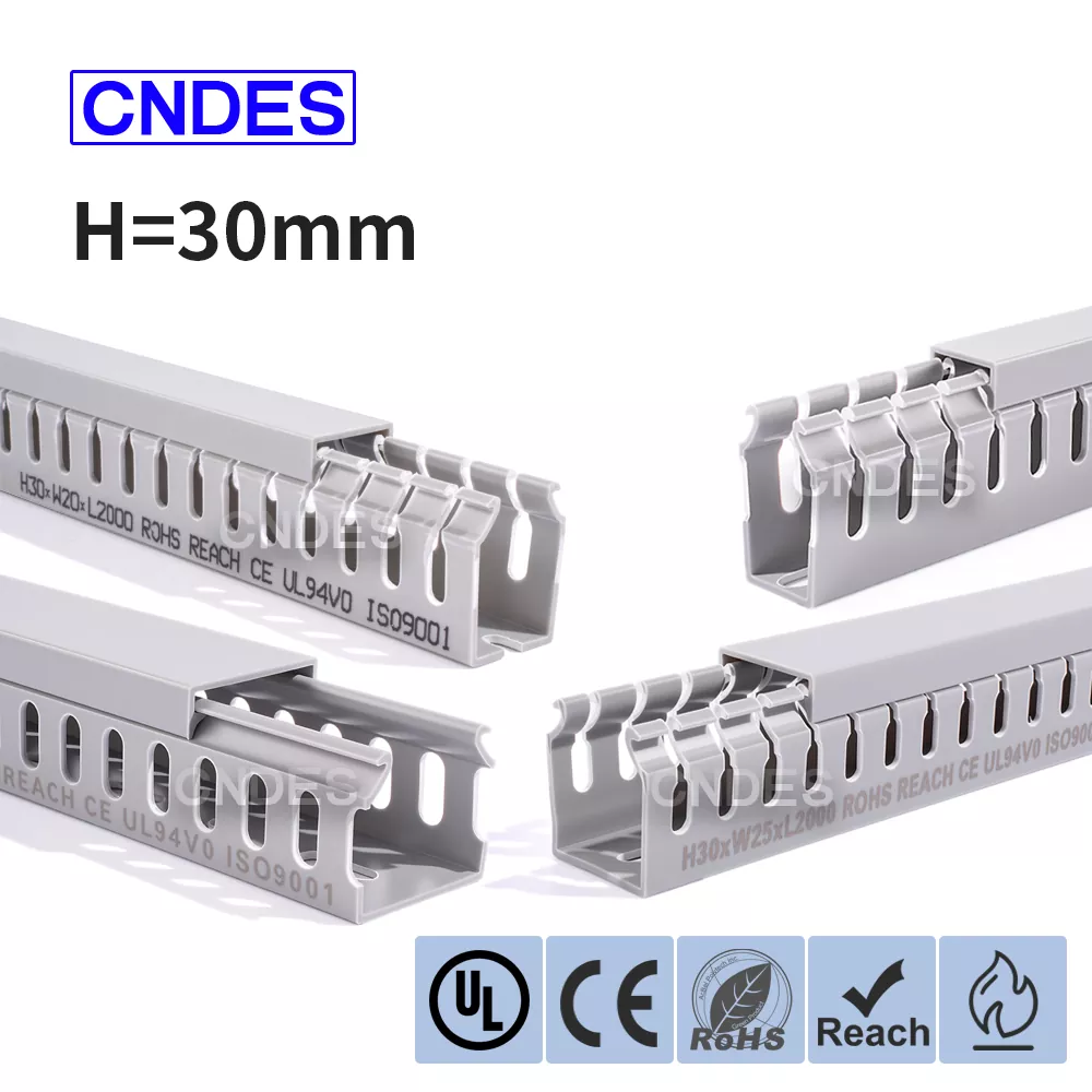 30mm ఎత్తు స్లాట్డ్ PVC కేబుల్ మేనేజ్‌మెంట్ డక్ట్